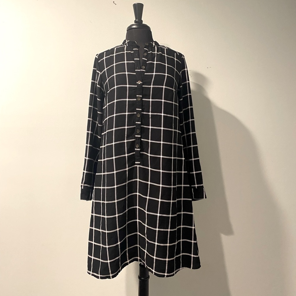 Chiffon Plaid Shirt Dress